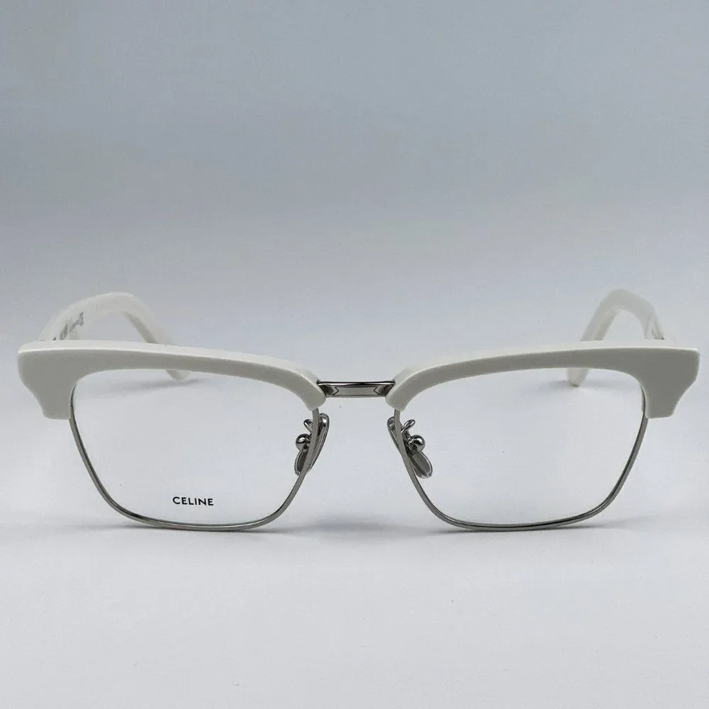 NEW Celine CL50026U 017 Matte Palladium White Geometric Women Eyeglasses